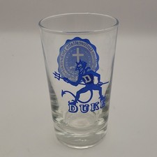 Vintage Duke Blue Devils Clear Glass Shot Glass 2 fl oz 4 in Painted Blue Logo picture