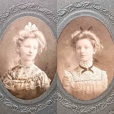 Lot 2 Portraits Sisters Twins Bridesmaids Cabinet Cards  Chicago picture