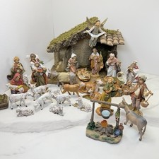 27 VINTAGE 5” Fontanini Nativity Figures By Roman Italy + Italian Stable In Box picture