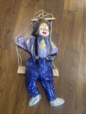 Clown Marionette Puppets on Swings Porcelain Heads 22 picture