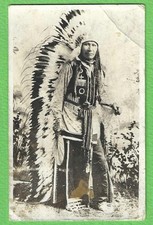Rare RPPC Ogalala Lakota Chief AMERICAN HORSE THE YOUNGER Full Regalia Unposted picture