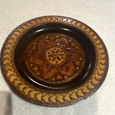  Vintage Polish Folk Art Wooden Plate 8.5
