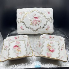 VTG Schumann Bavaria Arzberg GermanyPorcelain Trinket Box & 6 Pin Dishes Gold picture