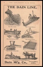 1907 Dain Mfg. Ottumwa Iowa Hay Loaders Mowers Rakes Pull Power Presses Print Ad picture