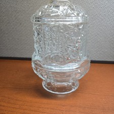 Vintage Indiana Glass Stars and Bars Clear Fairy Lamp picture