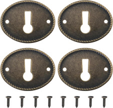 4Pcs Vintage Oval Keyhole Cover Striped Antique Brass Cabinet Drawer Escutcheon picture