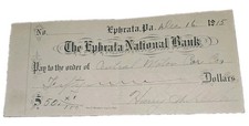 1915 Vintage Check Ephrata National Bank PA To Central Motor Car Co. Automotive picture