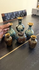6pc Vintage Chinese Cloisonné Collection -Miniature Vases & Teapot - Handcrafted picture