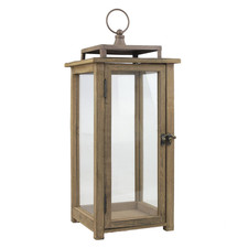 Stonebriar 18 Inch Rustic Wooden Candle Hurricane Lantern For Table Top Mantle picture