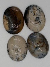 Dendritic Jasper Trio Of Cabochons White, Brown, Orange, Estate Specimen, 40x30 picture