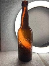 J. Walker Brewing Co Cincinnati OH Amber Blob Top Beer Bottle c1880s-1890s picture