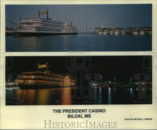 1994 Press Photo Two Images of The President Casino, Day and Night, in Biloxi picture