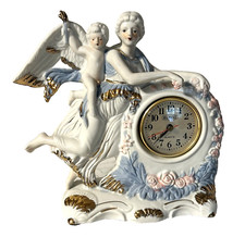 Eleco Vintage Porcelain Angels Clock 10.5” X 10.5” VGC - Works picture