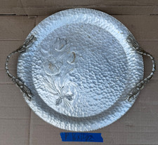 Vintage Rodney Kent Hand Wrought Aluminum Tulip Tray With Handles picture
