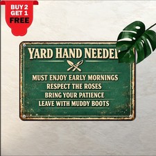 Gardener Wanted Must Look Good Bending Over Tin Sign Funny Yard Metal Decor 8x12 picture
