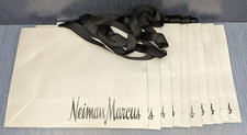 10 x Neiman Marcus Silver Paper Shopping Bags 16x12x6 Ribbon Handles picture