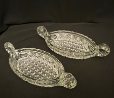 Imperial Glass No 495 Relish Pickle Dishes Pair Set Of 2 Star & Button Clear picture