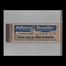 Matchbook Cover Full Length Hollywood Recreation Bowling Hollywood, CA picture
