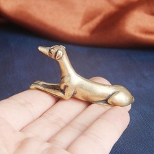 MHYGKTXRA 2pcs Vintage Greyhound Desk Ornament, Brass Dog Figurine Golden picture