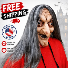 Halloween Old Witch Mask Scary Latex Full Head Mask picture