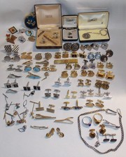 MEN'S JEWELRY JUNK DRAWER ~ CUFFLINKS ~ RINGS ~ WATCH CHAIN ~ POCKET WATCH picture
