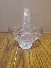 Vtg Crystal Basket With Pink Roses Handcut 24% Lead Crystal Made in West Germany picture