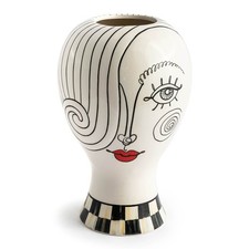 Brand New Mackenzie Childs Doodles Lady Head Vase picture