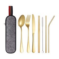 Portable Utensils Travel Camping Cutlery Set 8 PCS Knife Fork Spoon with Case picture