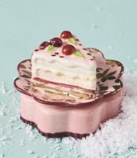 NEW ANTHROPOLOGIE HANDPAINTD BISTRO TINY TRINKET DISH BOX WITH LID PIECE OF CAKE picture