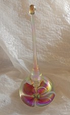 Iridescent Vintage American Hand Blown art glass Signed perfume bottle w stopper picture