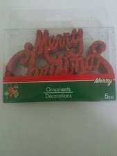 Red Glitter Merry CHRISTMAS Tree Ornament-BRAND NEW-SHIPS SAME BUSINESS DAY  picture