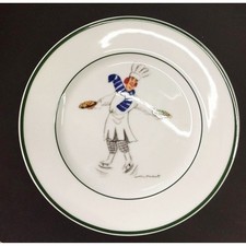 Williams-Sonoma Skating Chefs Dinner Plates Set of 4 Yves Guy Buffet Christmas picture