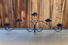 Vntg MCM Spanish Brutalist Gothic Wrought Iron Five Candle Holder Table Sconce picture
