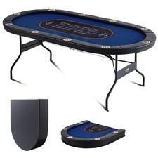 Uimoso 10-Player Oval Foldable Poker Table for Casino Games, 84