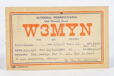 1947 Amateur Ham Radio QSL Card Altoona PA W3MYN D. Lombarde picture