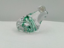 ENESCO VINTAGE GLASS ART FROG PAPERWEIGHT CLEAR GREEN SWIRL AMPHIBIAN FIGURINE picture