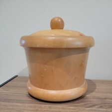 Vintage Manzoni Pietro for Vietri Wood Ice Bucket with Metal Insert Italy picture