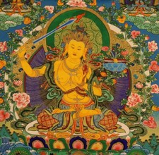 Wonderful Large Tibet Vintage Old Buddhist Manjusri Bodhisattva Thangka Tangka picture