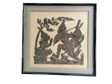 Framed Thai Temple Rice Paper Rubbing Bangkok picture