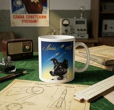 Retro Laika Space Dog Ceramic Mug 11oz - USSR Soviet Space Program 1957 Vintage picture