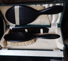 Vintage Solid Ebony Wood Vanity Grooming set picture