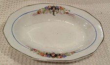 1930's Parrot Serving Dish Bowl from Penn, China Gold Trimmed 7”x5” picture