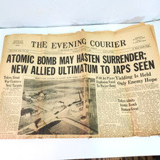 The Evening Courier August 1945: Atomic Bomb May Hasten Surrender WWII Newspaper picture