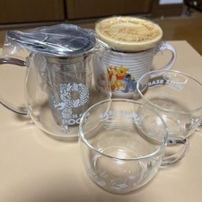 Disney Winnie the Pooh teapot/glass mugs*2/mug with lid set of 4 maebata Collab picture