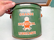 RARE Vintage Oil Grease Can Orange Industrial Superior Lubrication ten pds pail picture