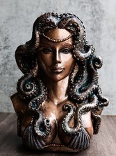 Sea Witch Goddess Cecaelia Kraken Octopus Tentacles Haired Woman Bust Statue picture