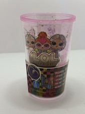 L.O.L. Surprise 5 Pc Cosmetic Set in Reusable Pink Glitter Tumbler Cup - NEW picture