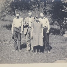 Brothers Sister Family Group Portrait Young Men Woman Rural Antique Photo picture