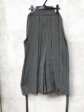 Japanese Kimono Green Grey Striped Hakama Men's Umanori Divided Length 83cm picture