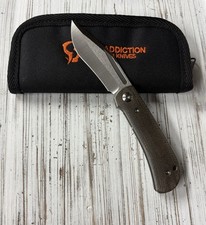 Jim Burke Custom Knives Rebel Front Flipper Liner Lock PSF-27 Green Micarta picture